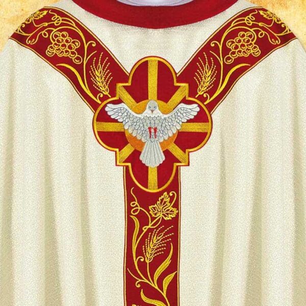 Embroidered chasuble with "PX" appliqué