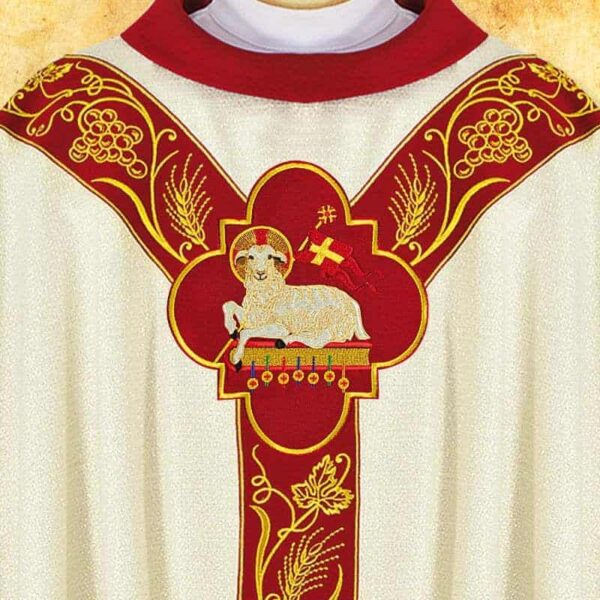 Embroidered chasuble with "PX" appliqué