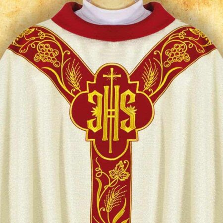 Embroidered chasuble with "PX" appliqué