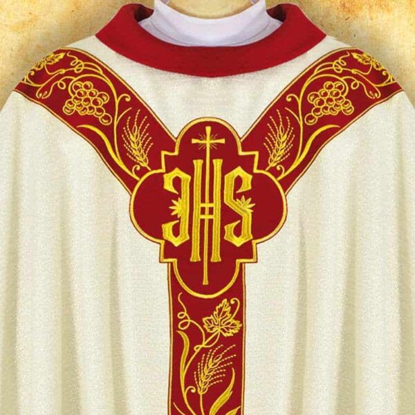 Embroidered chasuble with "PX" appliqué