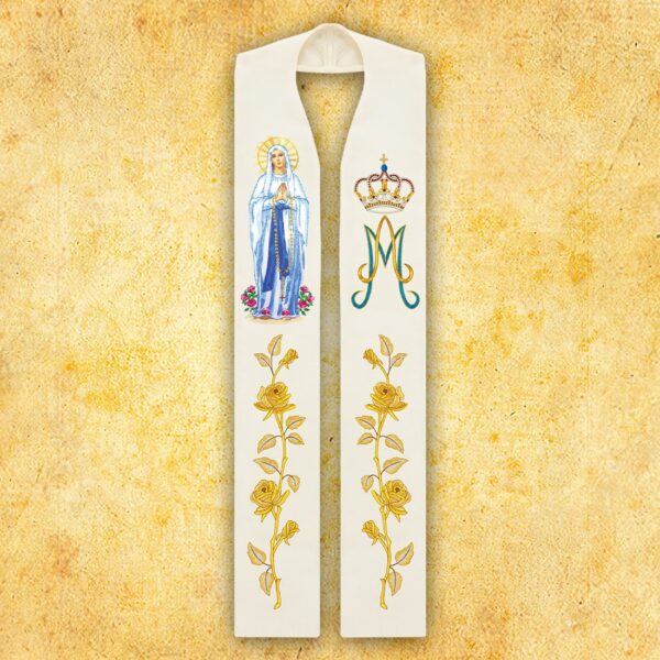 Embroidered stole "Madonna di Lourdes"