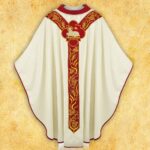 Embroidered chasuble with appliqué "IHS"