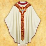Embroidered chasuble with appliqué "IHS"