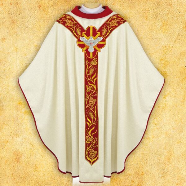 Embroidered chasuble with appliqué "IHS"