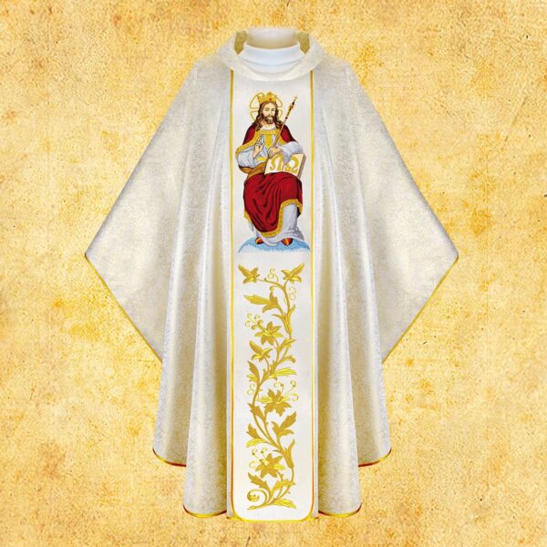ornat z wizerunkiem haftowanym "chrystus król" Chasuble with embroidered image of "Christ the King"