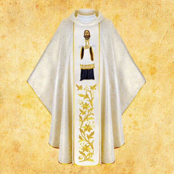 Chasuble with embroidered image of "St. John Kanty"