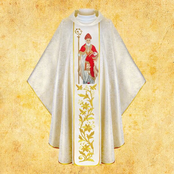 Ornat z wizerunkiem haftowanym "Św. Mikołaj" Chasuble with embroidered image of "St. Nicholas"