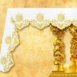 Embroidered "Cristiano" gold napkin 32x32