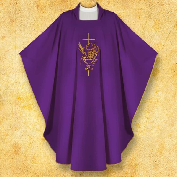 Chasuble embroidered with "The Chalice and Grapes"