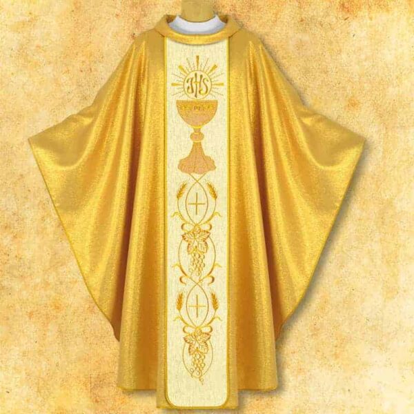 Gold Chasuble with Embroidered Belt "Chalice with Ihs"