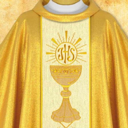 Gold Chasuble with Embroidered Belt "Chalice with Ihs"