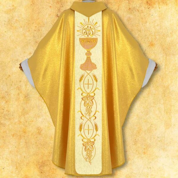 Gold Chasuble with Embroidered Belt "Chalice with Ihs"