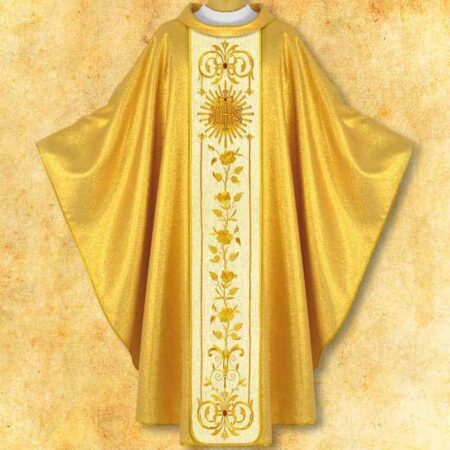 Gold Chasuble with Embroidered Belt "Chalice with Ihs"
