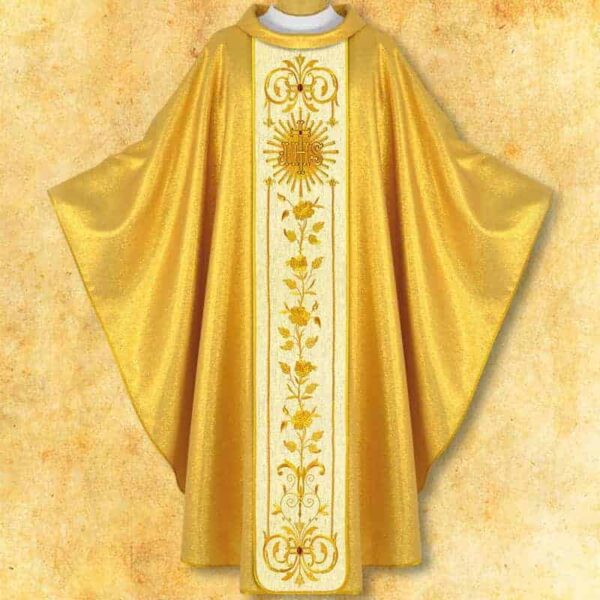 Gold Chasuble with Embroidered Belt "Chalice with Ihs"