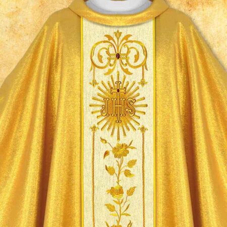 Gold Chasuble with Embroidered Belt "Chalice with Ihs"