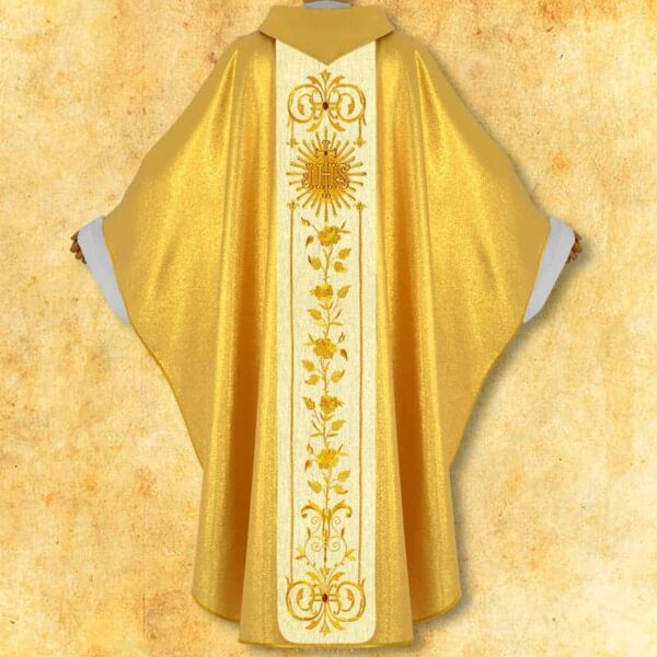 Gold Chasuble with Embroidered Belt "Chalice with Ihs"