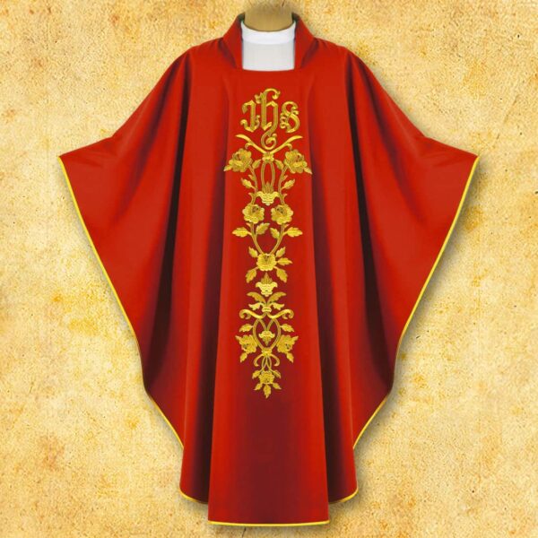 Embroidered chasuble "IHS with Roses"