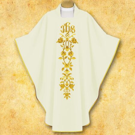 Embroidered chasuble "IHS with Roses"