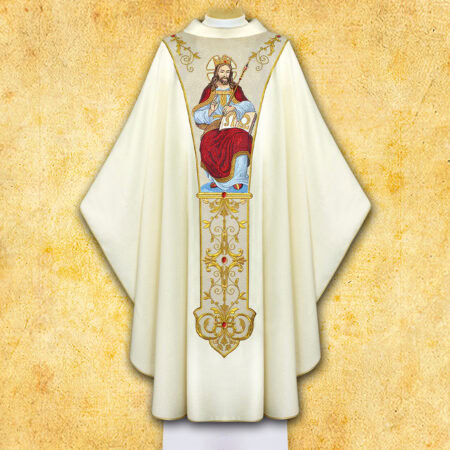  Chasuble with Embroidered Belt "Jesus Christ the King"