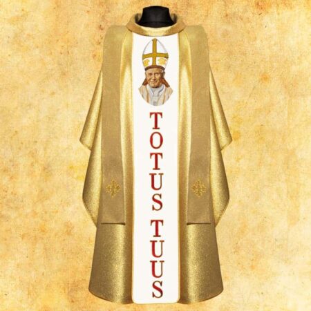 Gold Chasuble with Embroidered Image of St. John Paul II