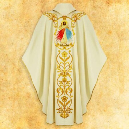 Embroidered Chasuble "St. John Paul II and Merciful Jesus"