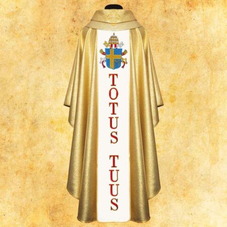 Gold Chasuble with Embroidered Image of St. John Paul II