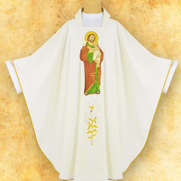 Ornat z wizerunkiem haftowanym "Św. Józef" Chasuble with embroidered image "St. Joseph"