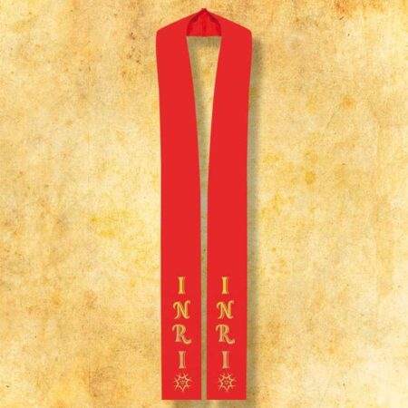 Embroidered stole with large cross "INRI"