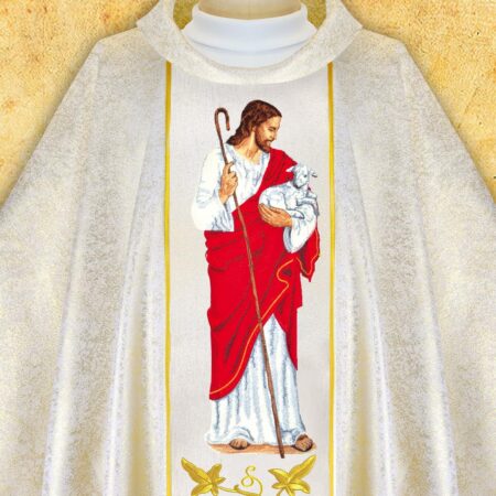 Chasuble with embroidered image of "St. Isidore"