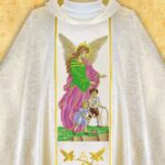 Chasuble with embroidered image of "St. Isidore"