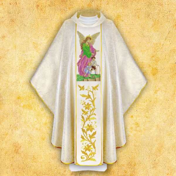 Chasuble with embroidered image of "St. Isidore"