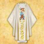Chasuble with embroidered image of "St. Isidore"