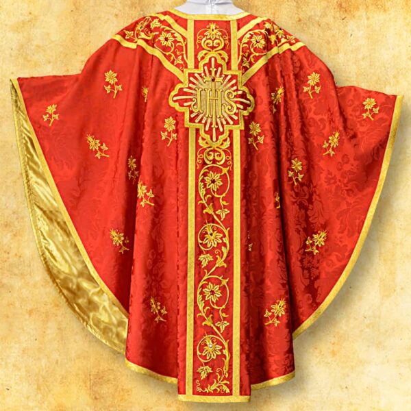 Embroidered chasuble "Massimo-Rosso"