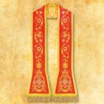 Embroidered Roman stole "Massimo-Rosso"