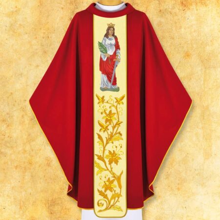 Chasuble with embroidered image of "St. Barbara"