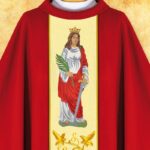 Chasuble with embroidered image of "St. Barbara"