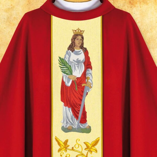Chasuble with embroidered image of "St. Barbara"