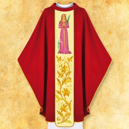 Chasuble with embroidered image of "St. Barbara"