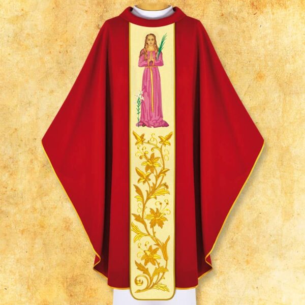 Chasuble with embroidered image of "St. Barbara"