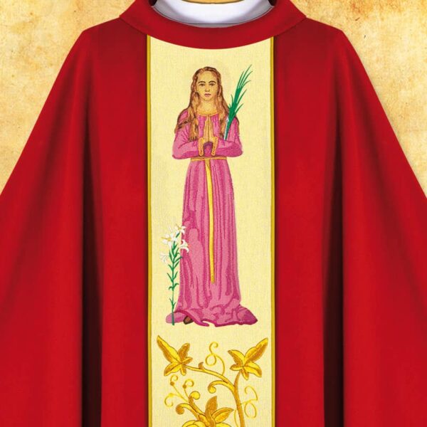 Chasuble with embroidered image of "St. Barbara"
