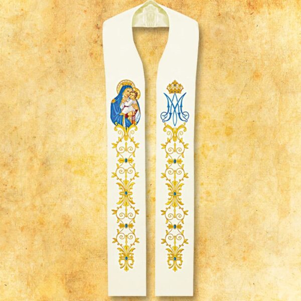 Embroidered stole "Our Lady of the Scapular"