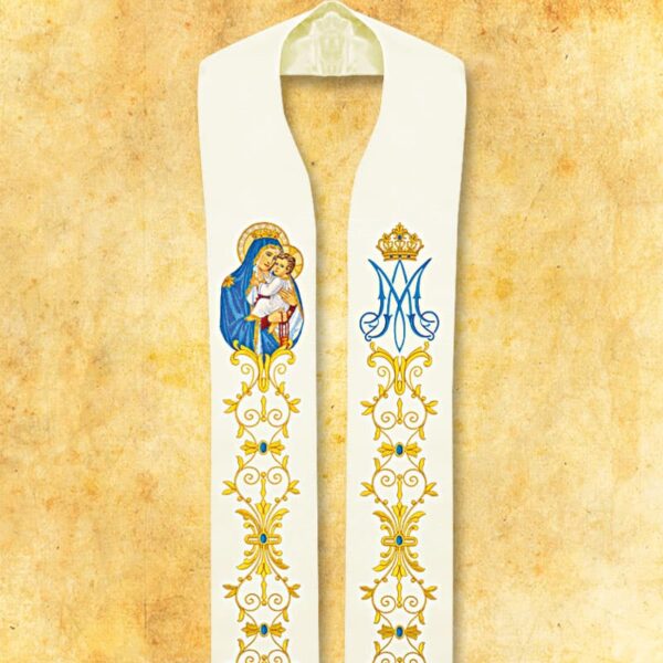 Embroidered stole "Our Lady of the Scapular"