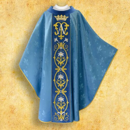Embroidered chasuble "Maria D'Oro-Blu"