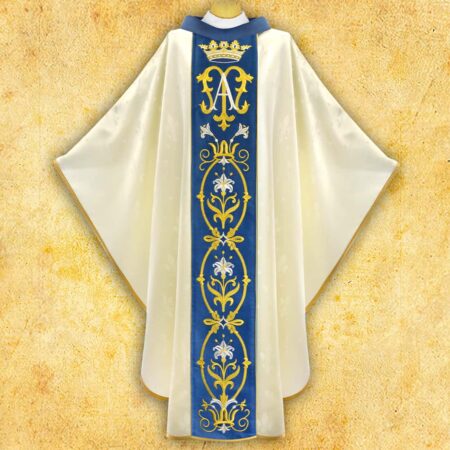 Embroidered chasuble "Maria D'Oro-Bianco"