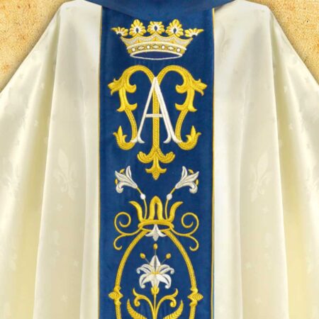 Embroidered chasuble "Maria D'Oro-Bianco"