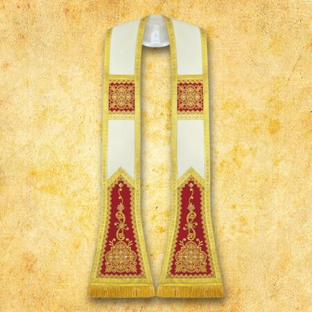 Embroidered Roman stola "Brillante-Vino"