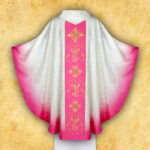 Chasuble with embroidered pink belt