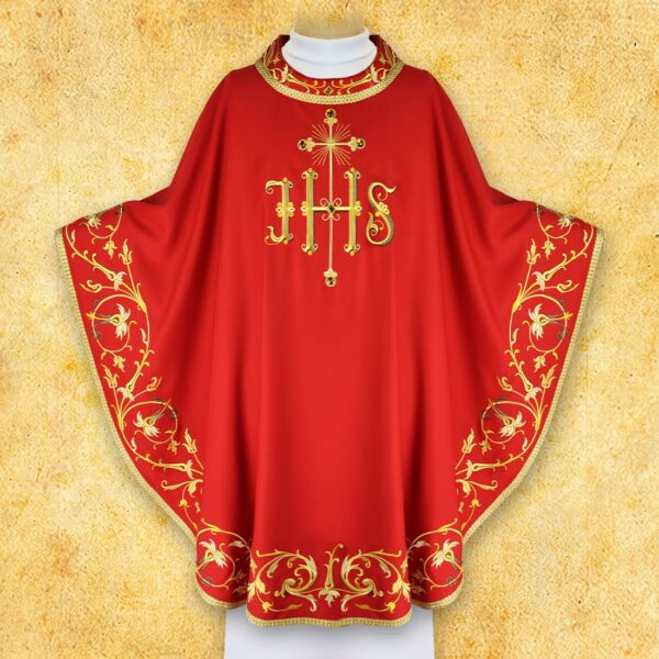 Embroidered Chasuble "Sacra Flora" Red