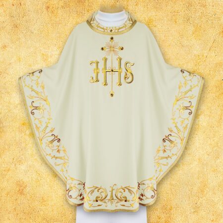 Embroidered Chasuble "Sacra Flora" ecru