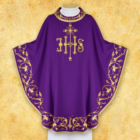 Embroidered Chasuble "Sacra Flora" Purple